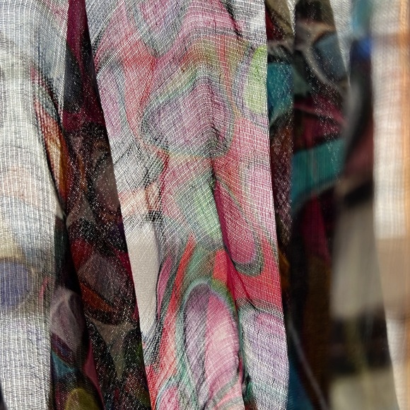⭕️Vibrant Multicolor Modal/Silk Oblong Lightweight Circle Design Scarf—Namaskar - Picture 16 of 17